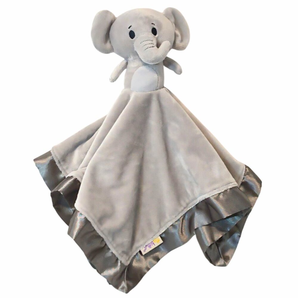 Hallmark Itty Bittys Elephant Gray Satin Lovey Security Blanket 14" X 14"
